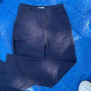 HM Navy Linen straight leg Trousers
